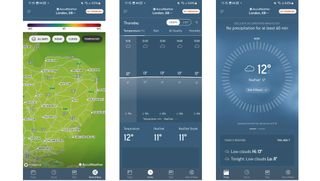 ثلاث لقطات من AccuWeather