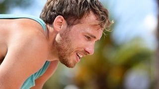 Man tired and sweating after a run