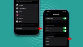هاتفان iPhone 16 Pro يظهران إعدادات الكاميرا