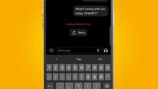 A phone showing an issue with the ChatGPT app