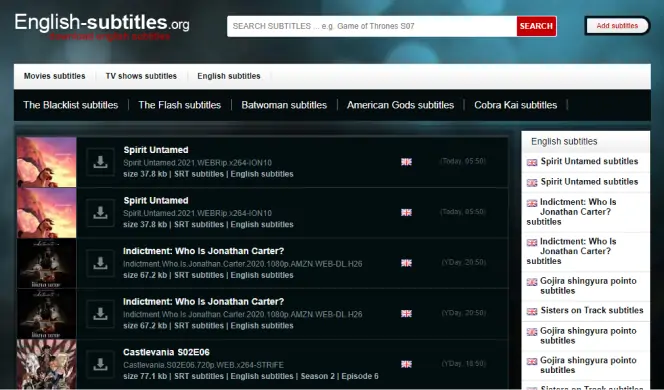 English Subtitles is a distinguished website for translating movies into English only.