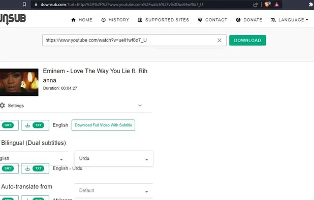 Downsub is one of the most powerful sites for translating movies into Arabic and other languages.