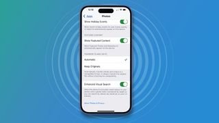 إعداد البحث المرئي المحسن على iPhone.