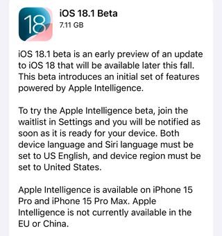 تحميل النسخة التجريبية iOS 18 1