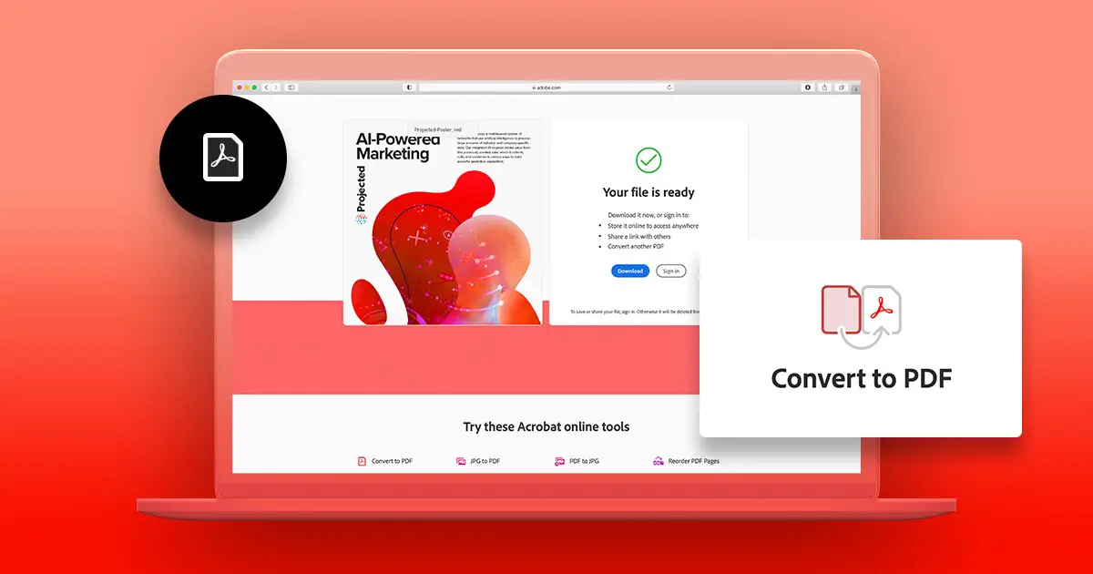 يعد موقع Adobe Acrobat Online أحد أبرز مواقع لتحويل الصور إلى PDF