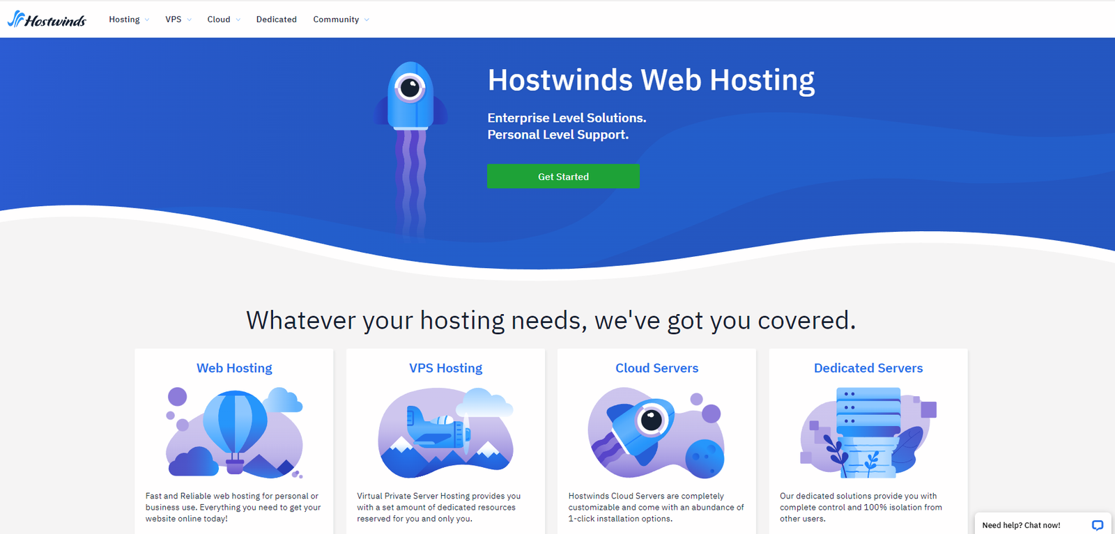 Hostwinds هي شركة استضافة تقدم لك العديد من الخيارات المتنوعة