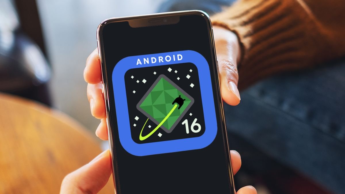 Logo Android 16 sur un téléphone