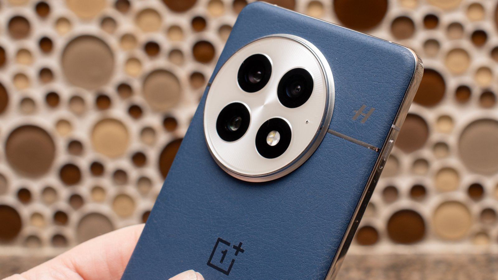 OnePlus 13 up applic in Blue عرض الكاميرات وشعار H Hasselblad
