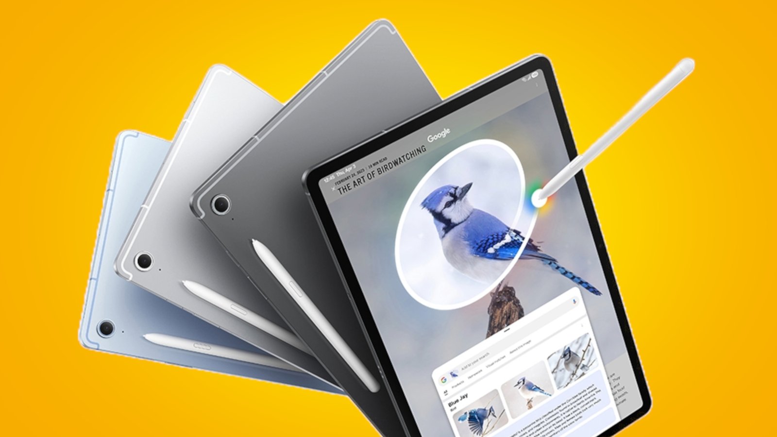 Samsung Galaxy Tab S10 Fe على خلفية صفراء