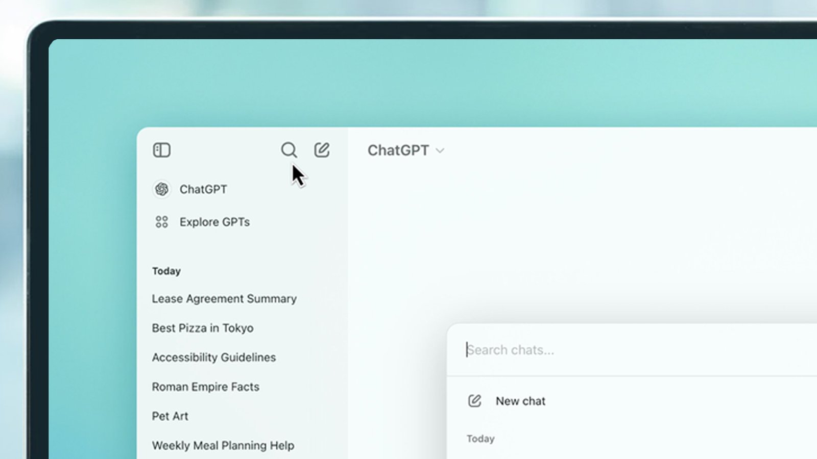 نافذة chatgpt على شاشة كمبيوتر محمول