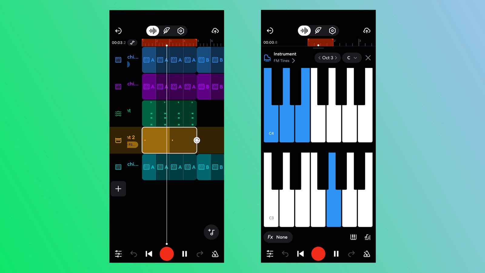 عرض منظم Bandlab وأداة لوحة المفاتيح على Android