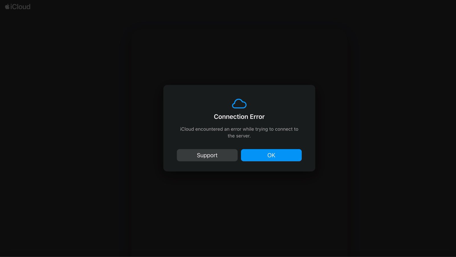 خطأ في اتصال ICLOUD