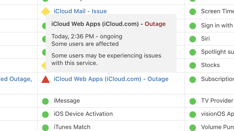 تطبيقات الويب iCloud أسفل 6/24/25