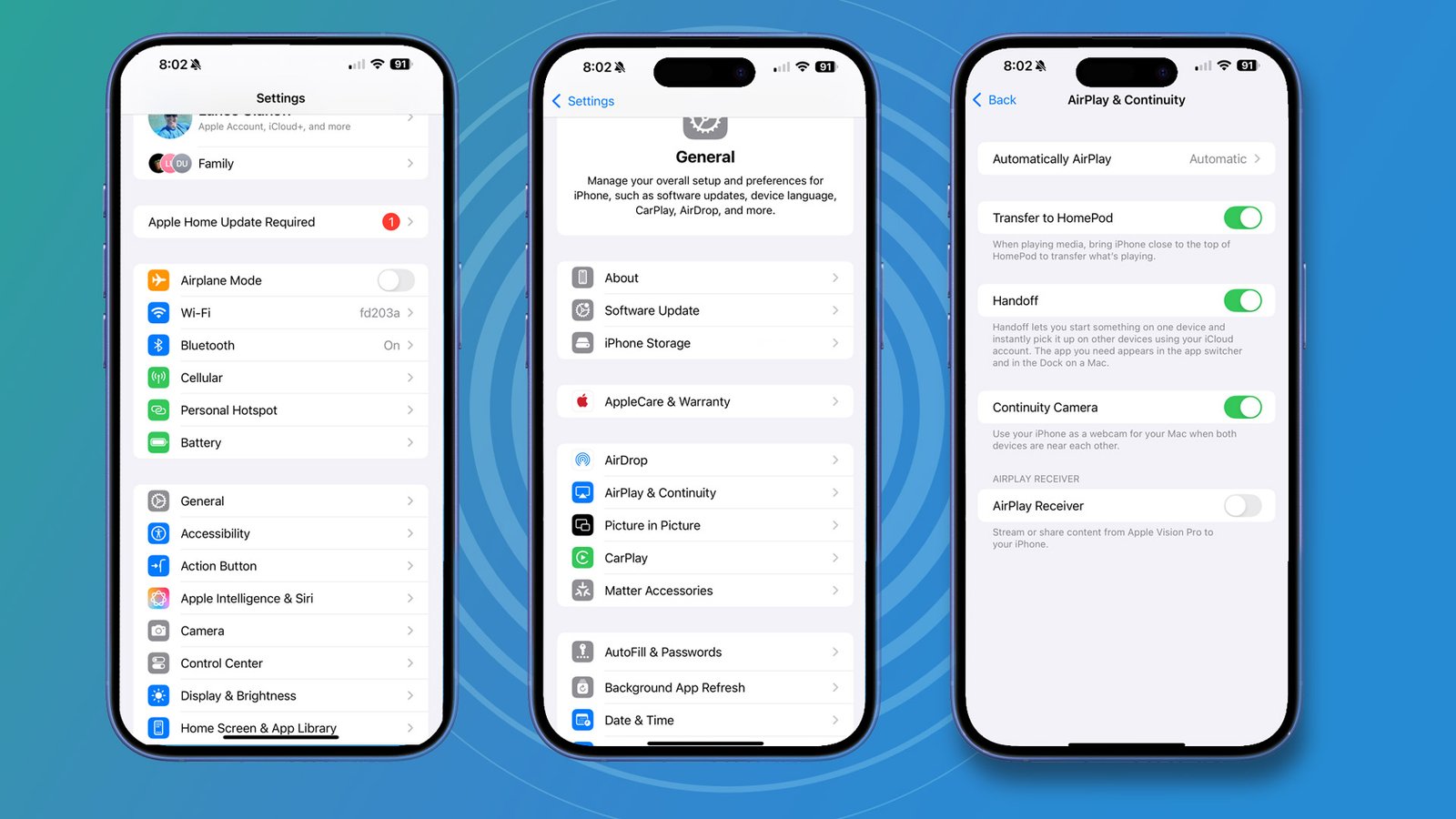 إعدادات الحافظة العالمية Apple