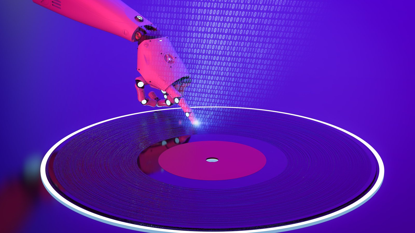 AI Music Composer أو مولد مع روبوت ثلاثي الأبعاد مع سجل الفينيل