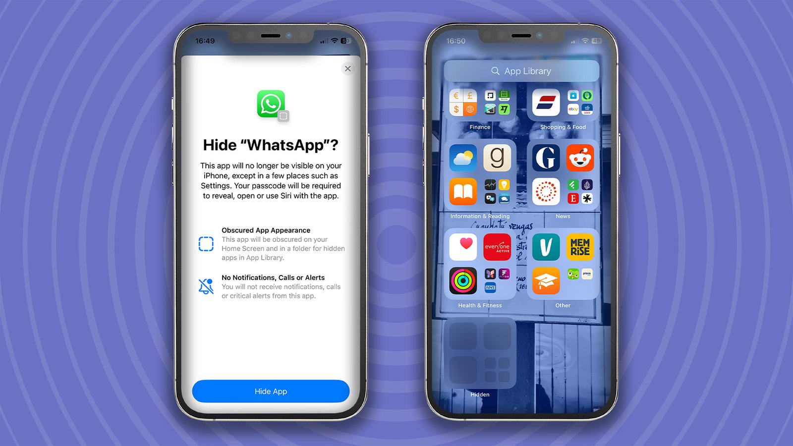 لقطات شاشة حول كيفية تمكين التطبيق المخفي على iOS 18
