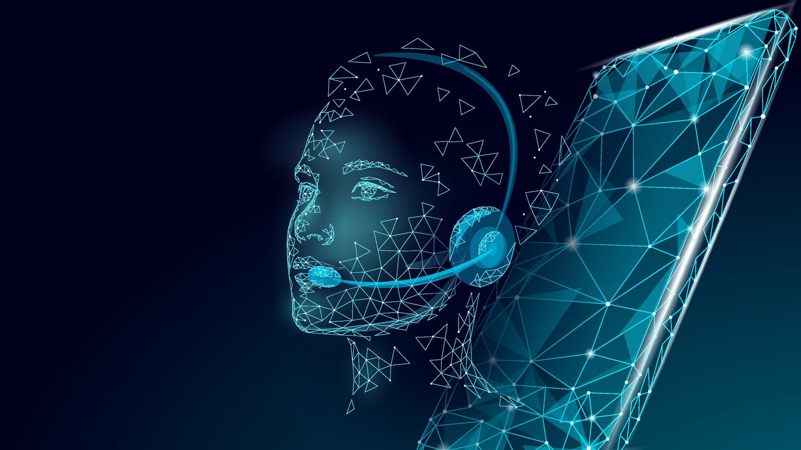 خدمة العملاء 3D Manager Concept. مركز اتصال سماعة رأس AI AI